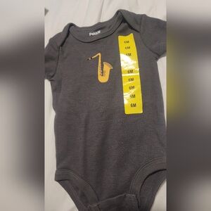 Gray Kids Shirt with Saxophone Design